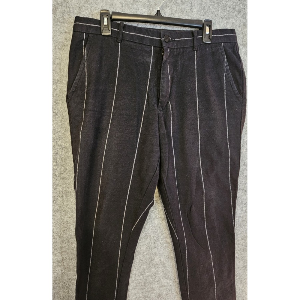 PACSUN Slim Tapered Chino Pants Men's 34x27 Black Gray Stripe‎ Y2K Retro Preppy
